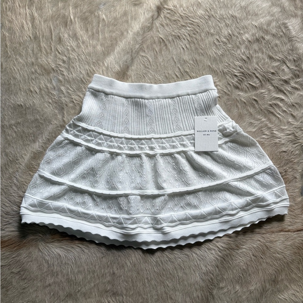 Willow and Wind White Knit Skirt